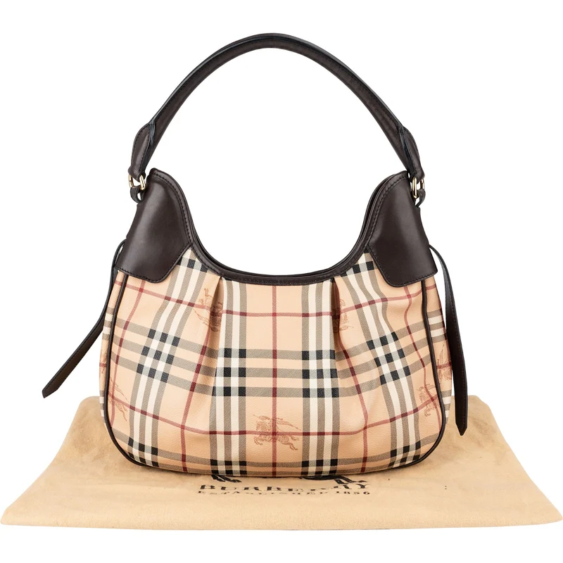 Burberry Nova-Check Monogram Equestrian Knight Shoulder Bag