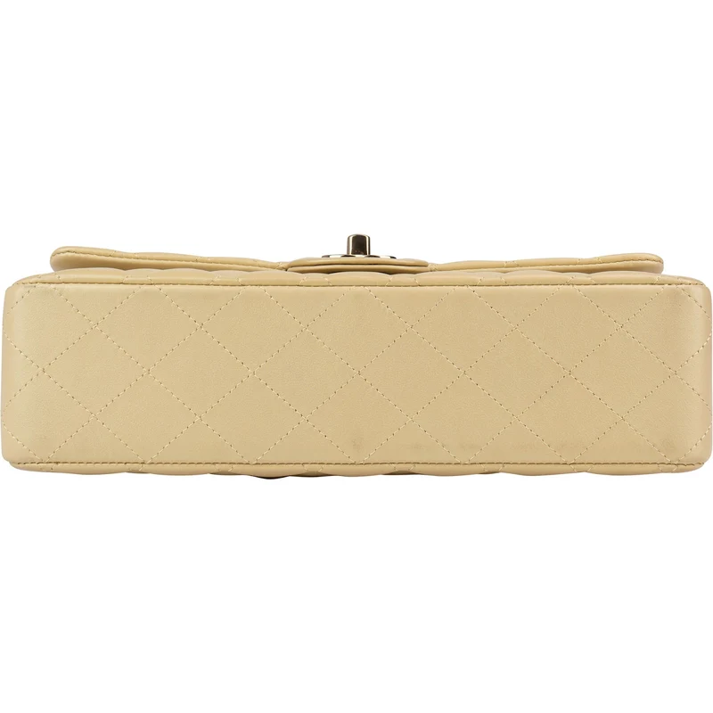 Chanel Gold Shimmering Quilted Lambskin Medium Double Flap Shoulder Bag