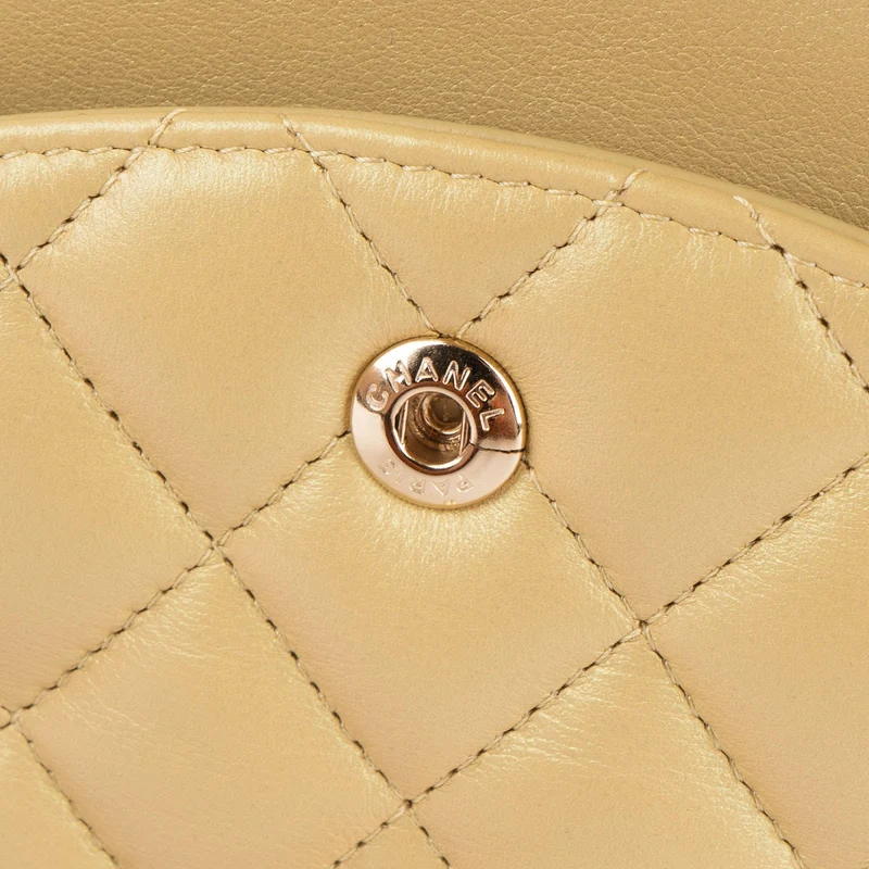 Chanel Gold Shimmering Quilted Lambskin Medium Double Flap Shoulder Bag