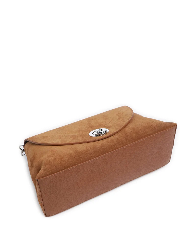 Coccinelle Nikla Suede Schultertasche cognac