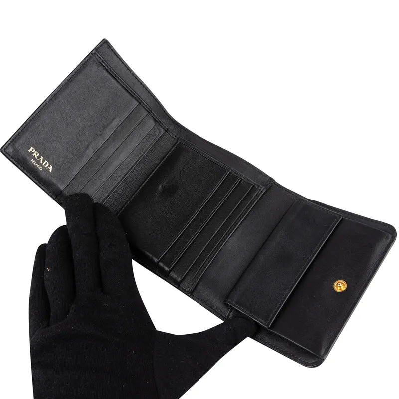 Prada Vitello Move Leather Small Trifold Wallet