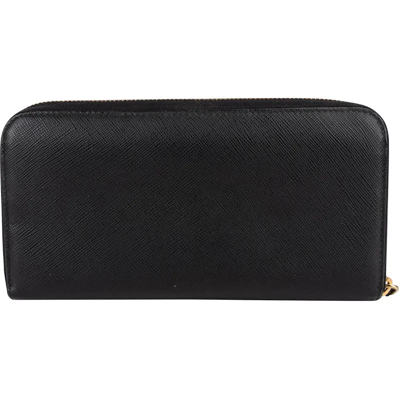Prada Saffiano Leather Zip Around Wallet