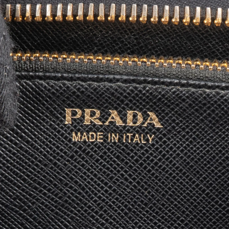 Prada Saffiano Leather Zip Around Wallet