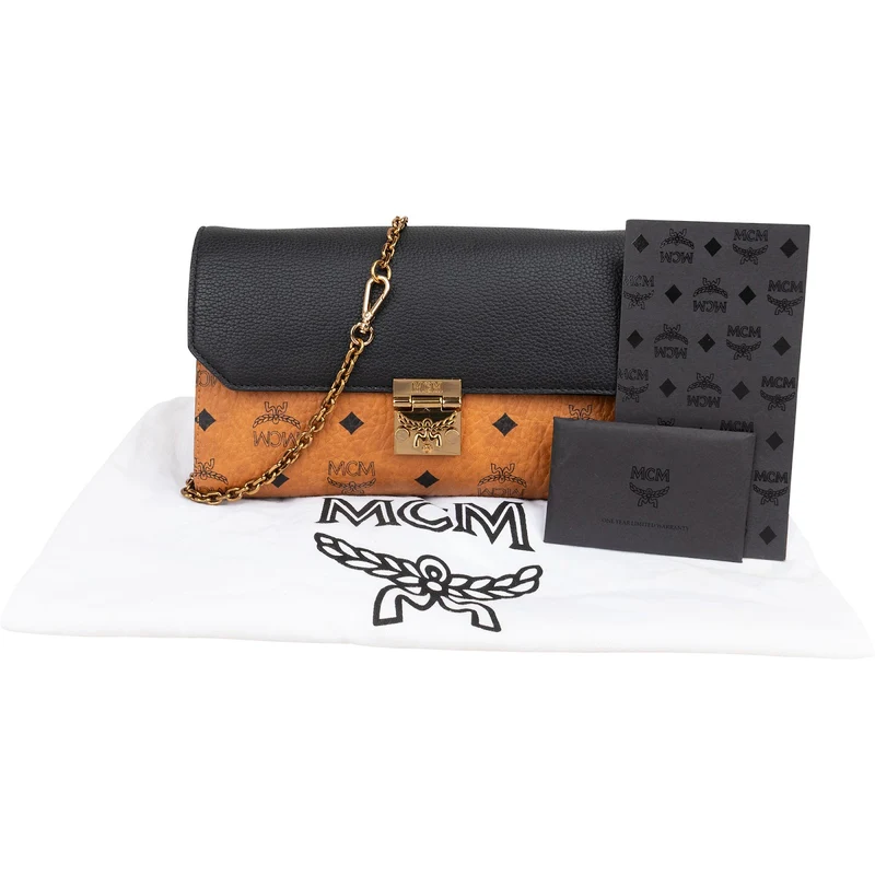 MCM Monogram Visetos Leather Patricia Wallet On Chain Crossbody Bag
