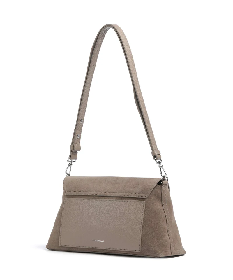 Coccinelle Nikla Suede Schultertasche warm taupe