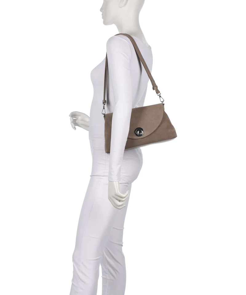 Coccinelle Nikla Suede Schultertasche warm taupe