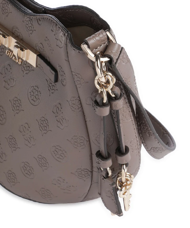Guess Carmella Bucket Handtasche taupe logo