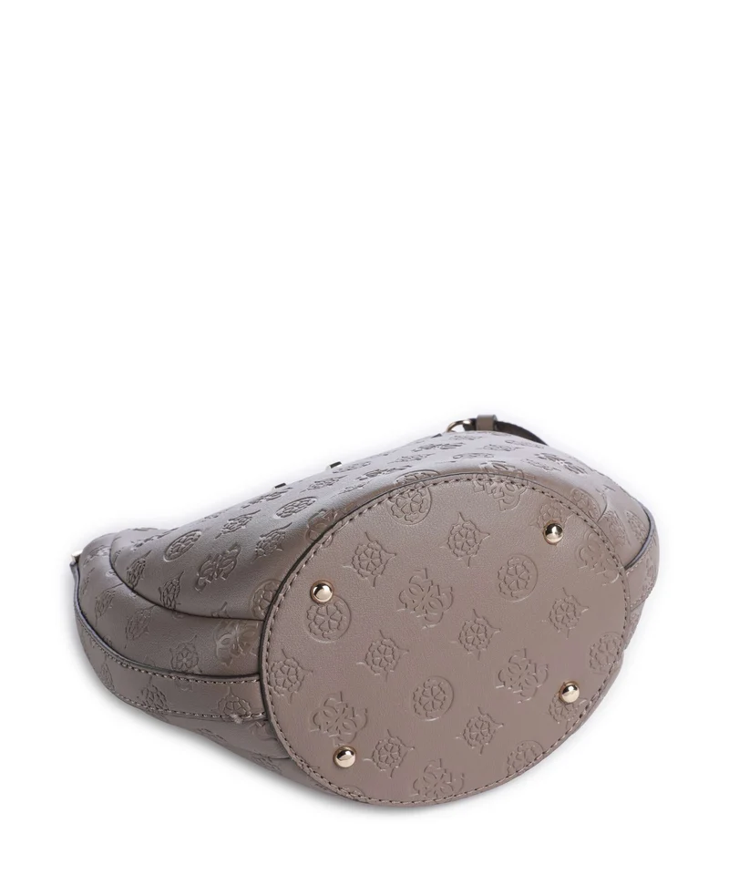 Guess Carmella Bucket Handtasche taupe logo