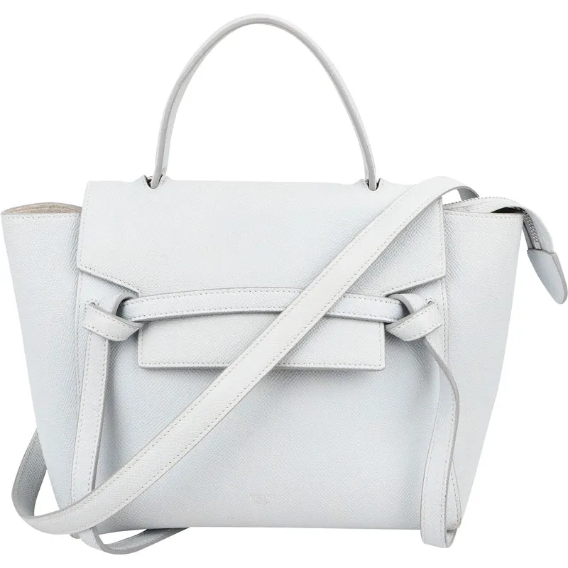 Céline Light Blue Leather Grained Calfskin Nano Belt Handbag