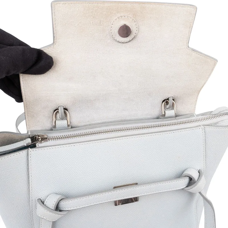 Céline Light Blue Leather Grained Calfskin Nano Belt Handbag