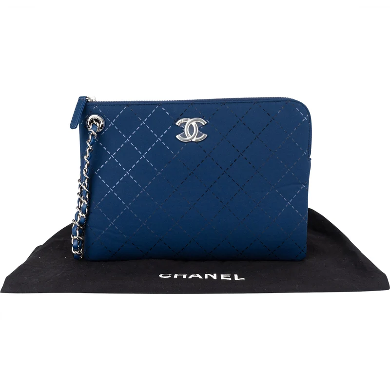 Chanel Monogram Stitching Nylon Mark Clutch