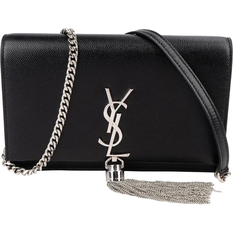 Saint Laurent Grain de Poudre Kate Tassel Wallet On Chain Crossbody Bag