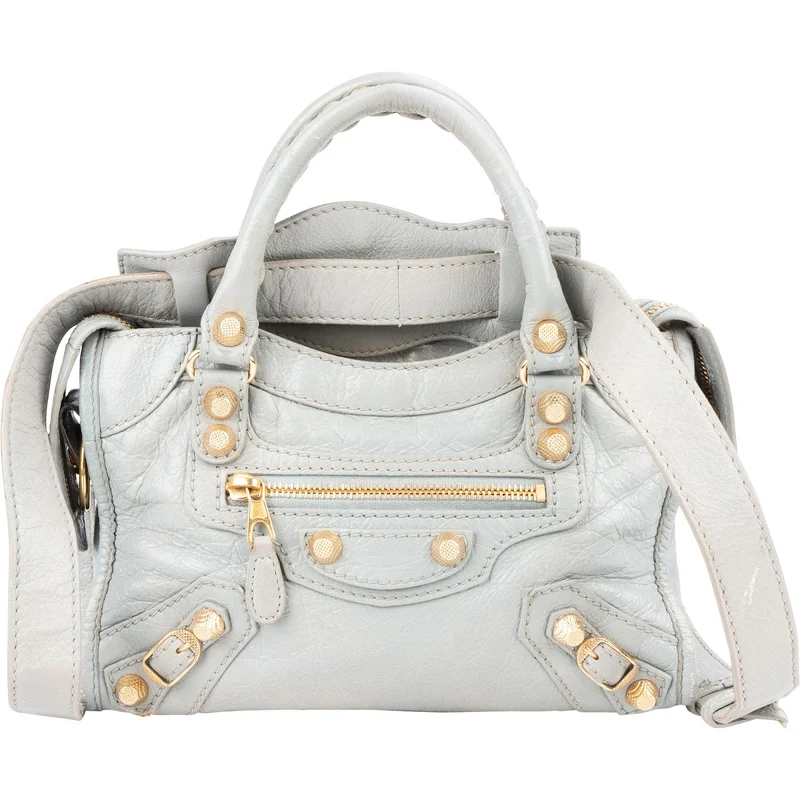 Balenciaga Blue Leather Mini City Handbag