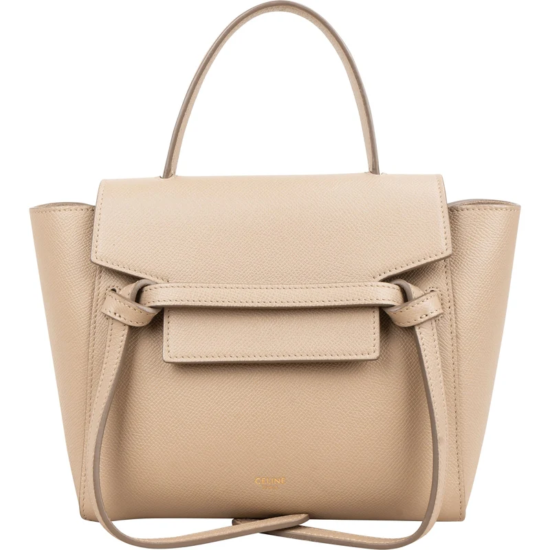Celine Beige Grained Leather Belt Nano Handbag