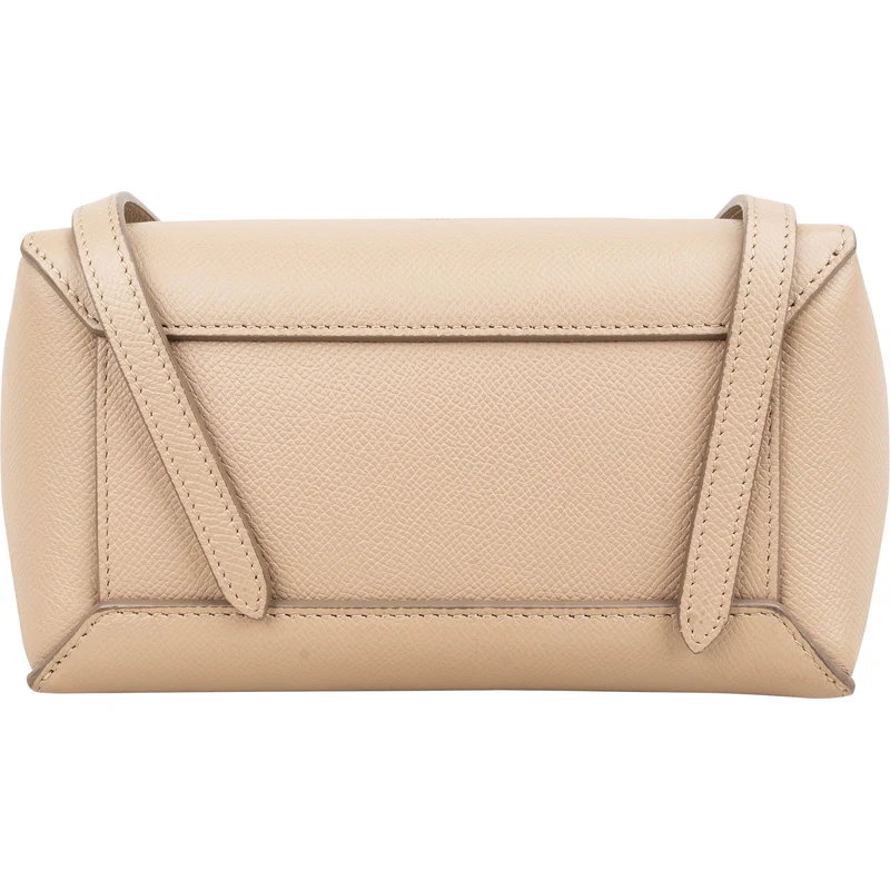 Celine Beige Grained Leather Belt Nano Handbag