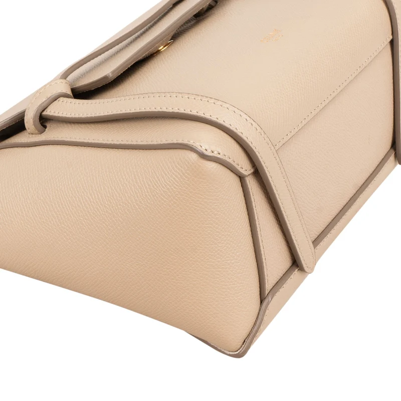 Celine Beige Grained Leather Belt Nano Handbag