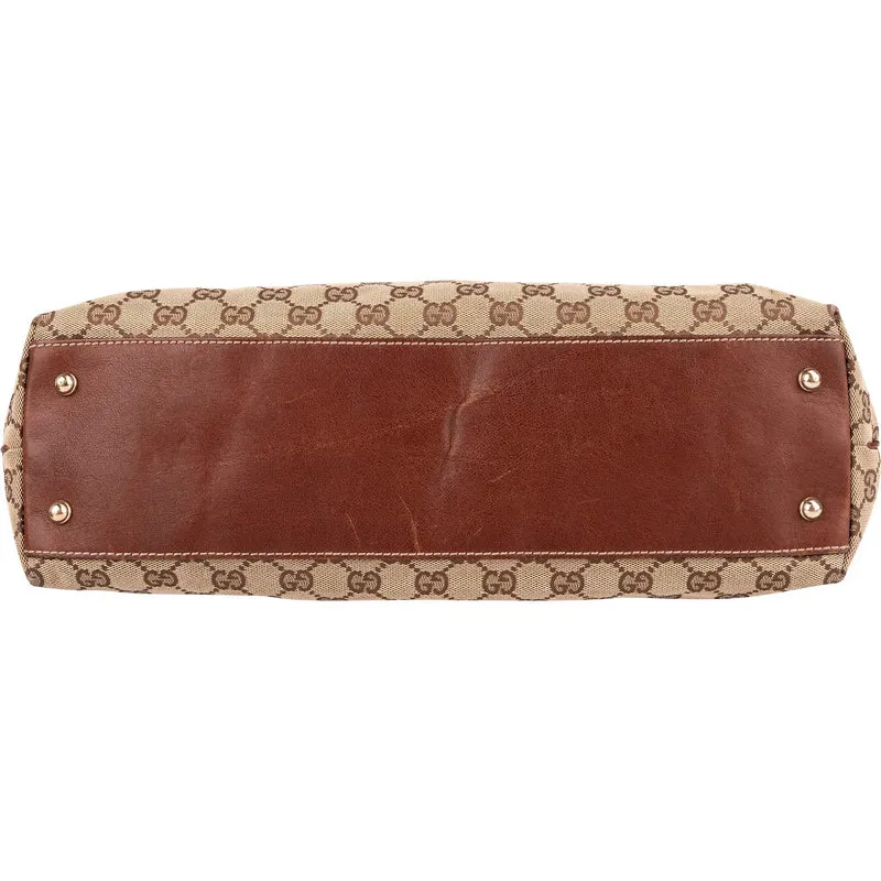 Gucci Monogram GG Canvas Woven Handle Babouska Tote Shoulder Bag