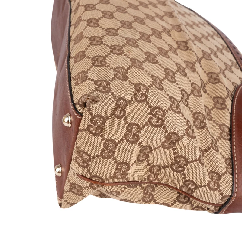 Gucci Monogram GG Canvas Woven Handle Babouska Tote Shoulder Bag