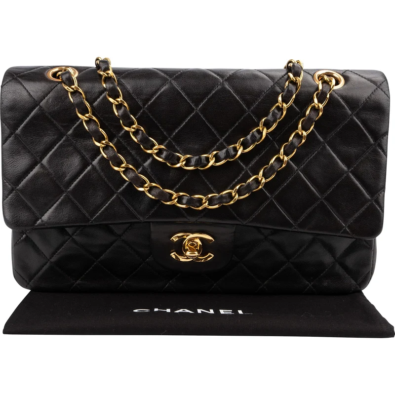 Chanel Quilted Lambskin Medium 24K Gold Double Flap Shoulder Bag