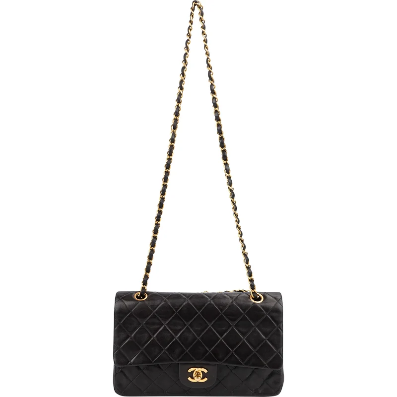 Chanel Quilted Lambskin Medium 24K Gold Double Flap Shoulder Bag
