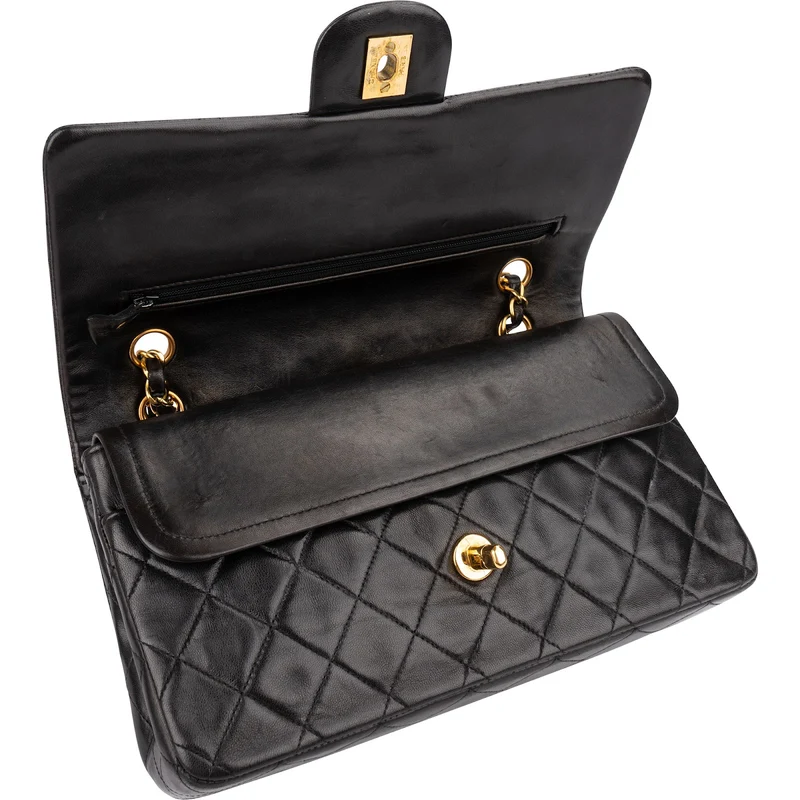 Chanel Quilted Lambskin Medium 24K Gold Double Flap Shoulder Bag