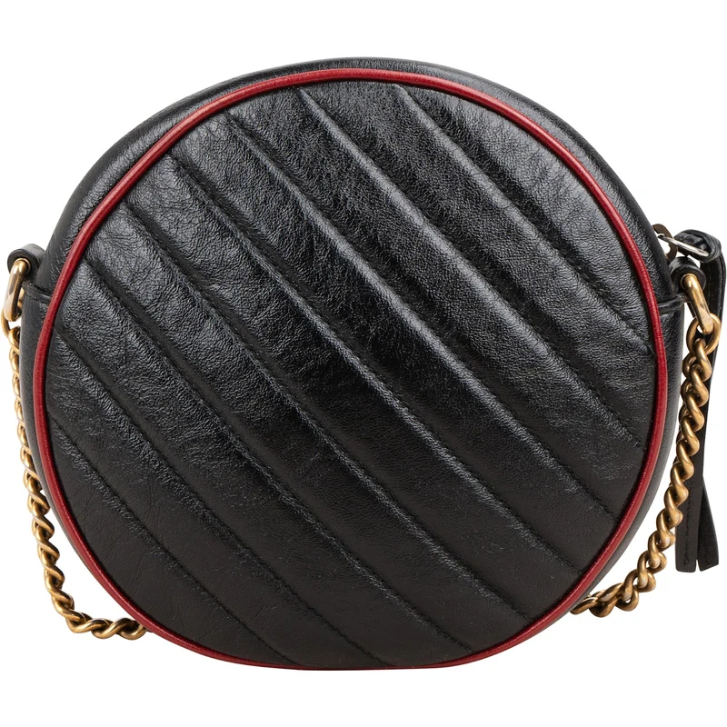 Gucci Quilted Leather Bicolor GG Marmont Round Crossbody Bag
