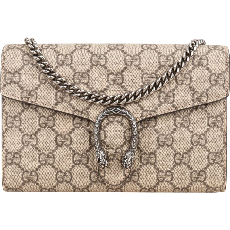 Gucci Monogram GG Supreme Canvas Dionysus Wallet On Chain Crossbody Bag