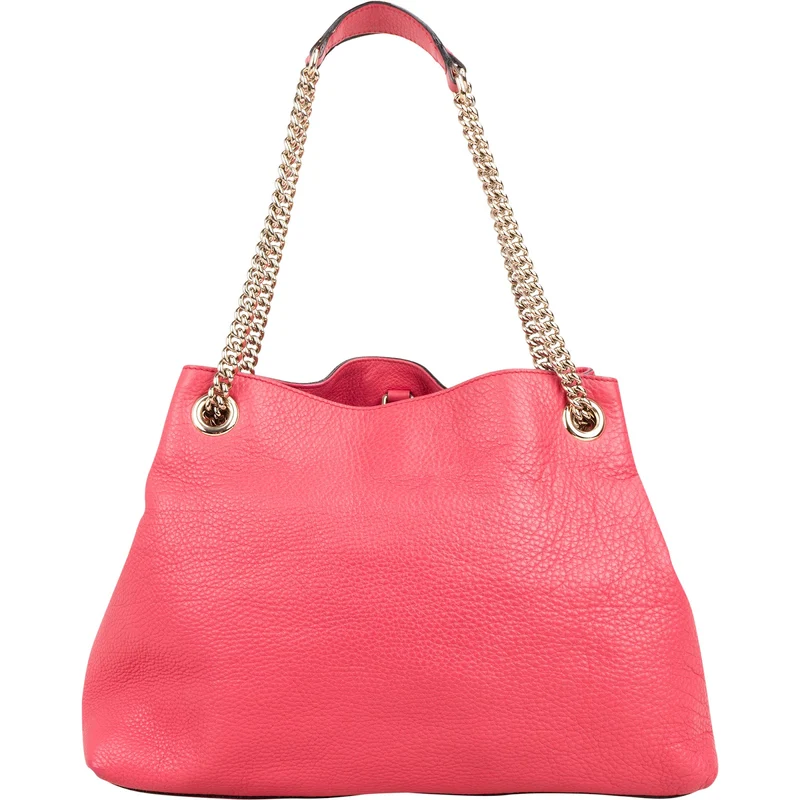 Gucci Grained Pink Leather GG Soho Chain Tote Shoulder Bag