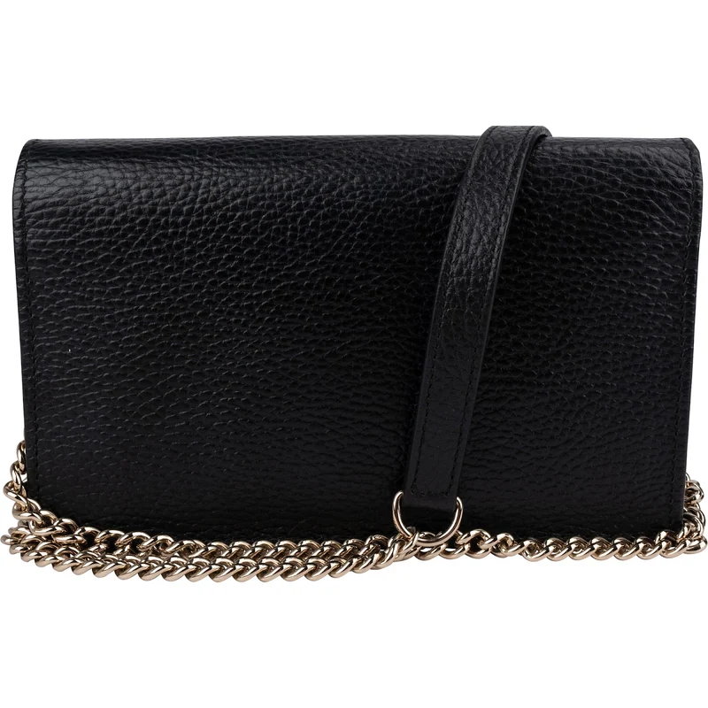 Gucci Grained Leather Interlocking GG Wallet On Chain Crossbody Bag