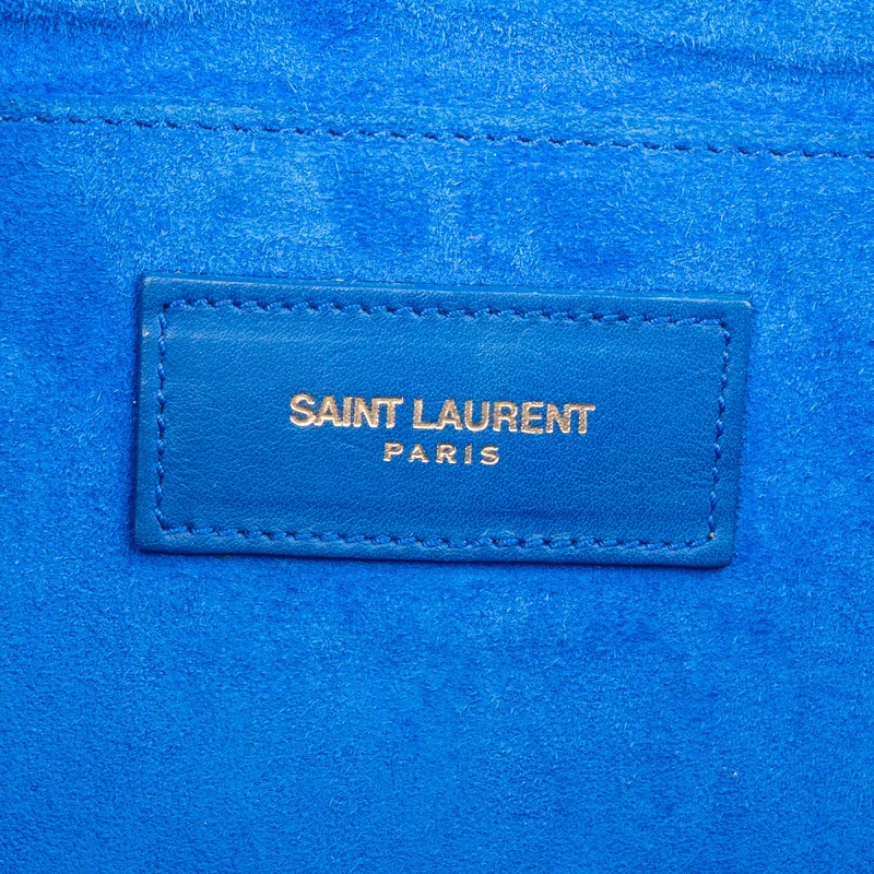 Yves Saint Laurent Blue Leather Y-Ligne Chyc Clutch Bag
