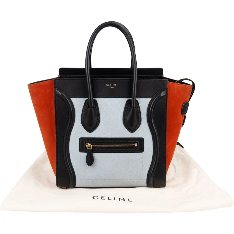 Céline Tricolor Leather Suede Luggage Small Handbag