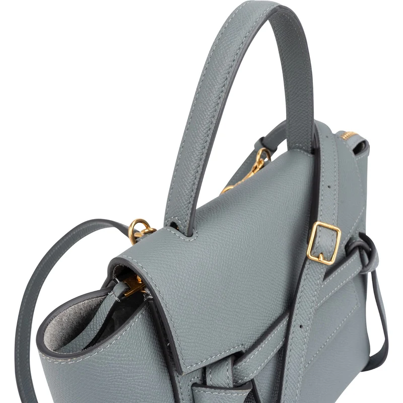 Céline Light Blue Grained Calfskin Leather Nano Belt Handbag