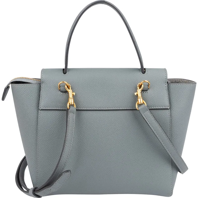 Céline Light Blue Grained Calfskin Leather Nano Belt Handbag