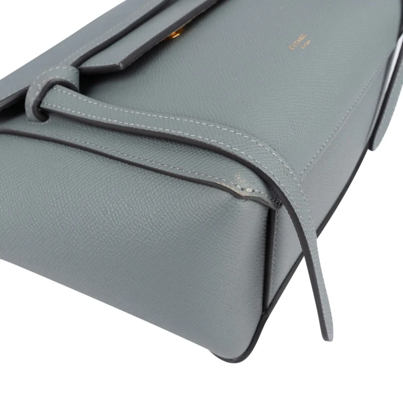 Céline Light Blue Grained Calfskin Leather Nano Belt Handbag