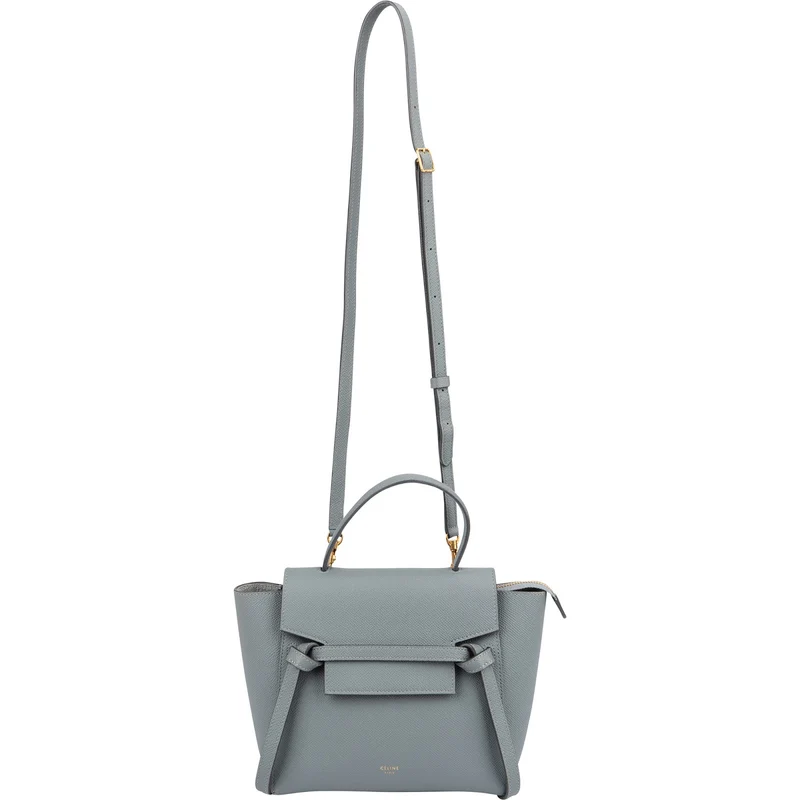 Céline Light Blue Grained Calfskin Leather Nano Belt Handbag