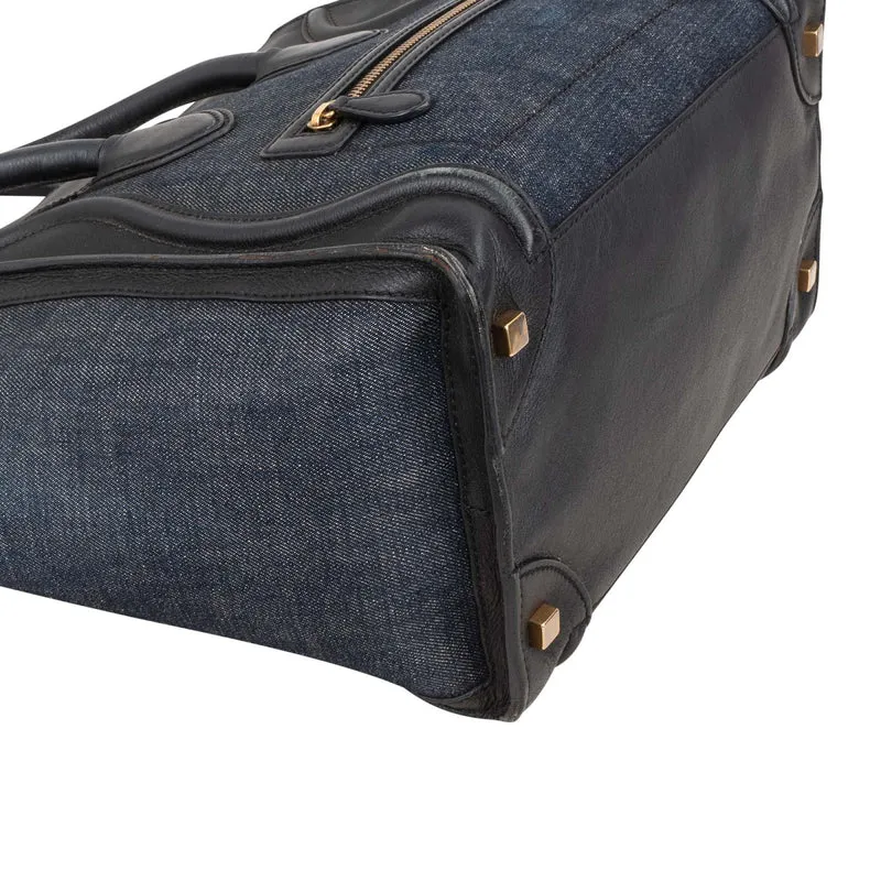 Céline Denim & Leather Luggage Tote Handbag