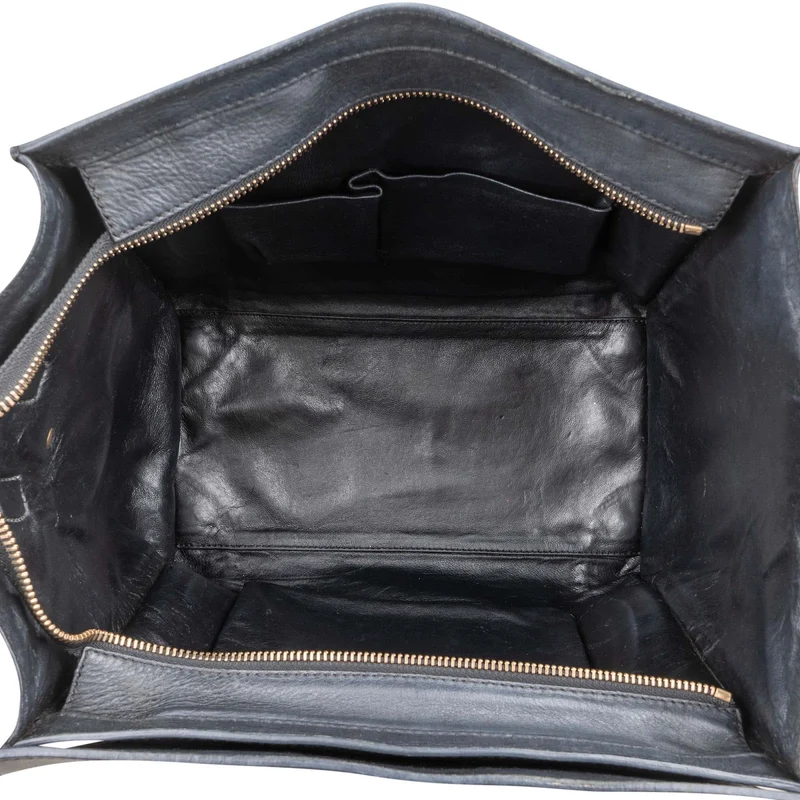 Céline Denim & Leather Luggage Tote Handbag