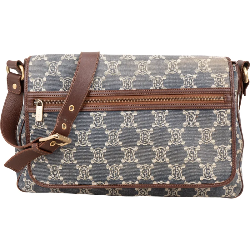 Celine Monogram Macadam Denim Messenger Crossbody Bag