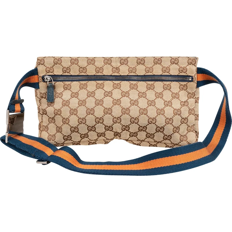 Gucci Grained Leather Monogram GG Canvas Crossbody Belt Bag