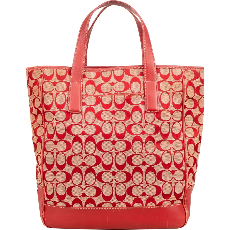 Coach Monogram Signature Canvas Optic Tote Handbag