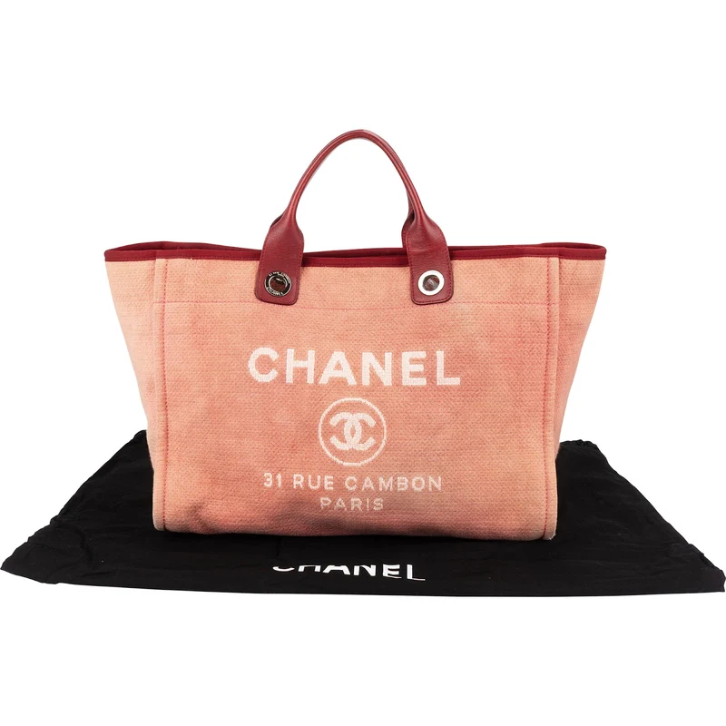 Chanel Pink Cotton Deauville Handbag