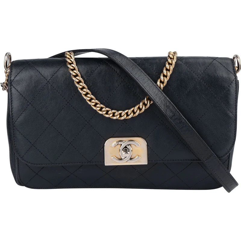 Chanel Stitching Leather CC Boy Single Flap Crossbody Bag