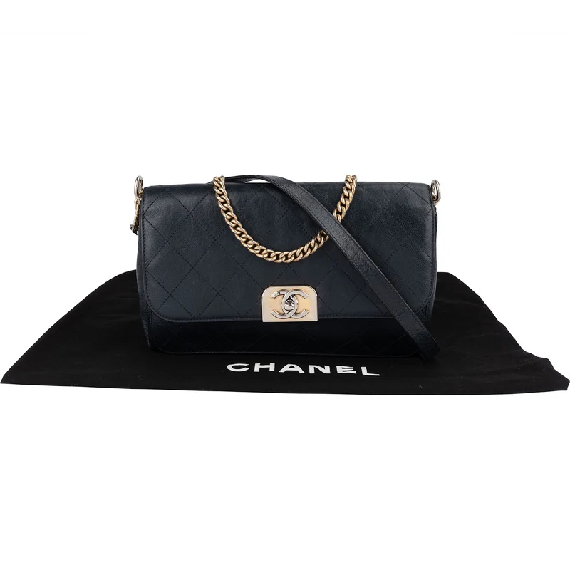 Chanel Stitching Leather CC Boy Single Flap Crossbody Bag