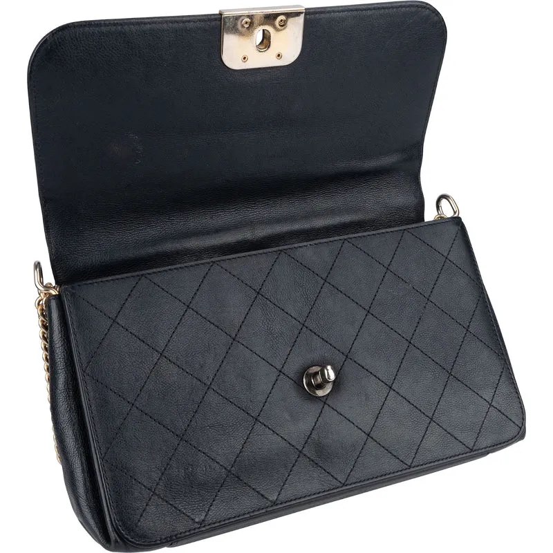 Chanel Stitching Leather CC Boy Single Flap Crossbody Bag