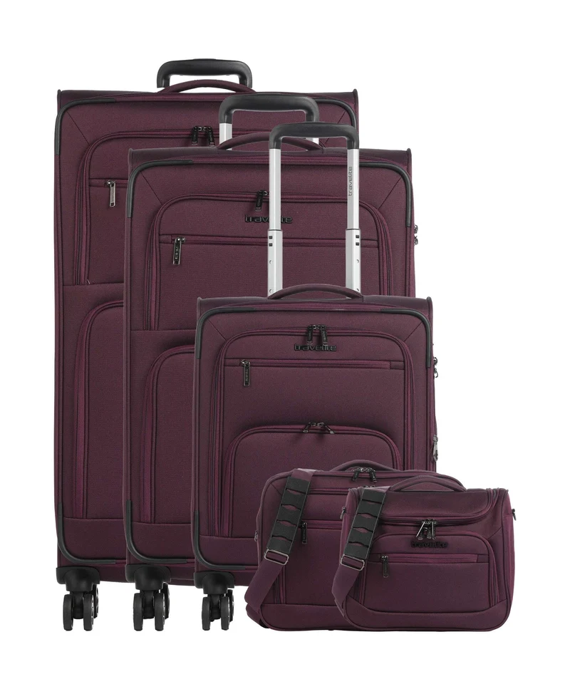 Travelite Cubis 4-Rollen Trolley Set berry