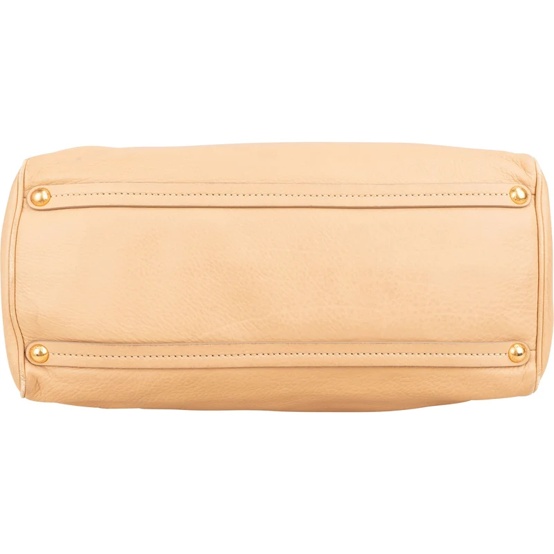 Prada Beige Deerskin Leather Cervo Vitello Daino Top Handle Hobo Handbag