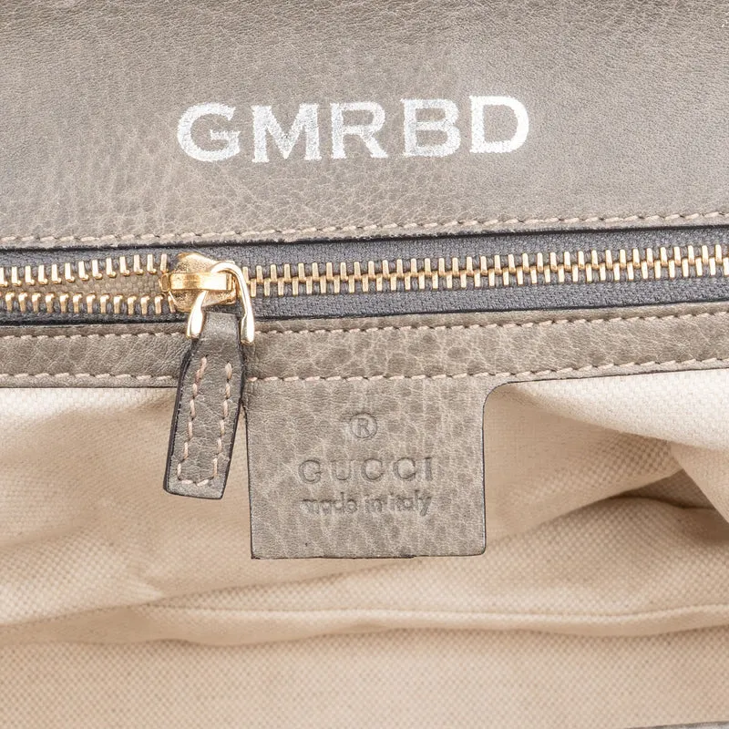 Gucci Grey Pebbled Leather Beijing 2010 Edition New Bamboo Top Handle Tassel Handbag