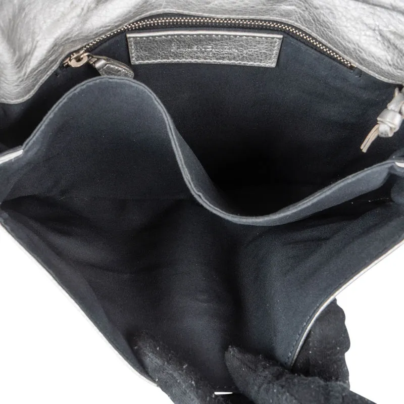 Balenciaga Metallic Leather Envelope City Clutch Crossbody Bag