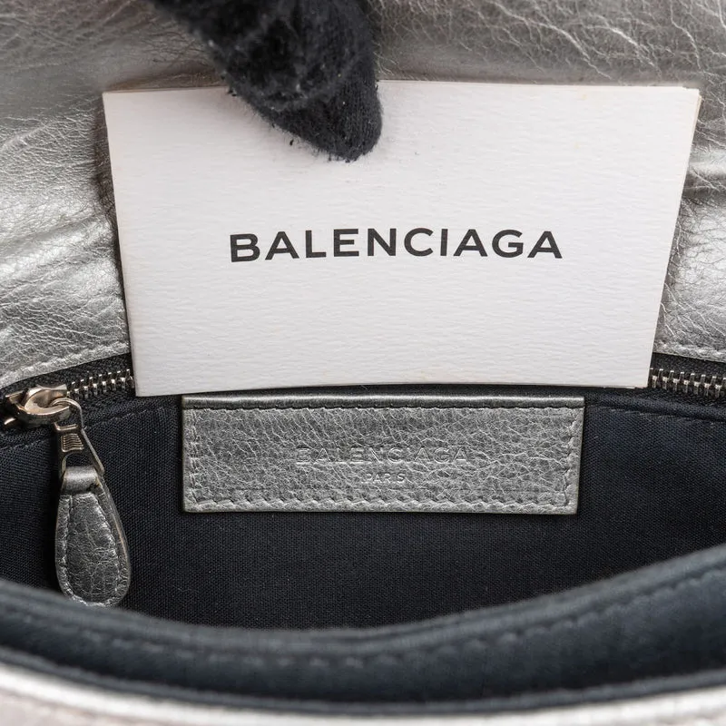 Balenciaga Metallic Leather Envelope City Clutch Crossbody Bag
