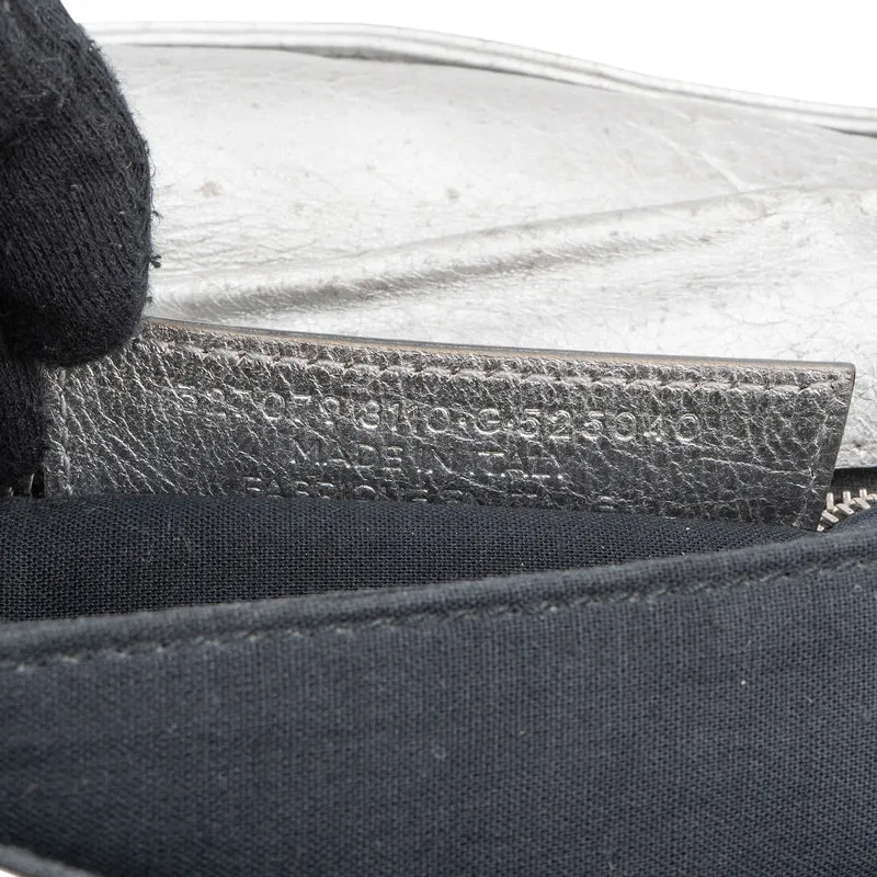 Balenciaga Metallic Leather Envelope City Clutch Crossbody Bag